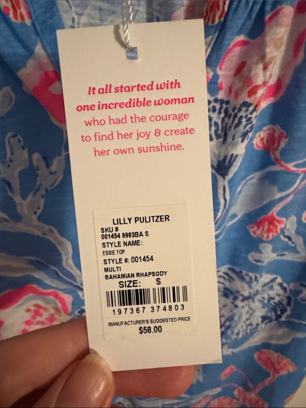 Lilly Pulitzer Blue Floral Sleeveless Henley Top size small - Picture 2 of 5